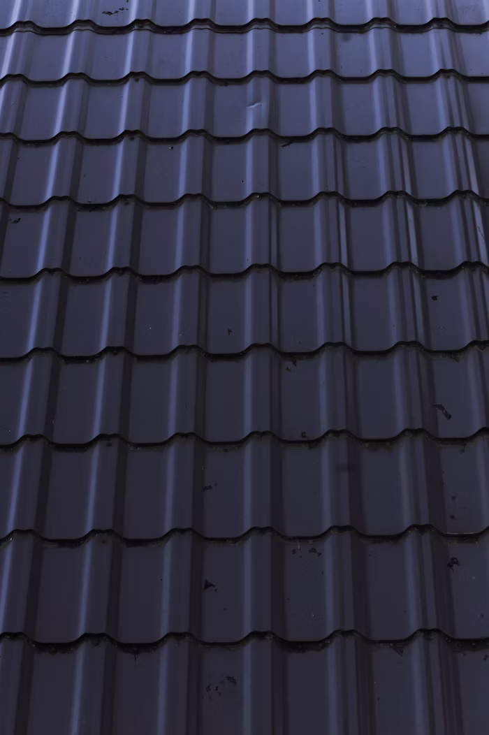 Close-up of a standing-seam metal roof against the sky
